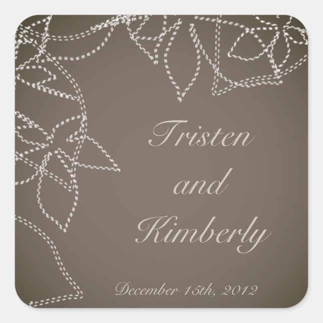 Favour Stickers Autumn Floral Fall Grey Gunmetal (Front)