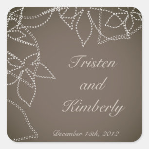 Favour Stickers Autumn Floral Fall Grey Gunmetal