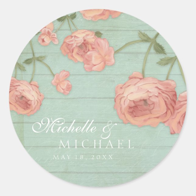 Favour Stickers Bridal Shower Blush Peach Rose Woo (Front)