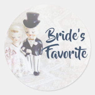Favour Stickers- Bride's Favourite Cute Couple Classic Round Sticker