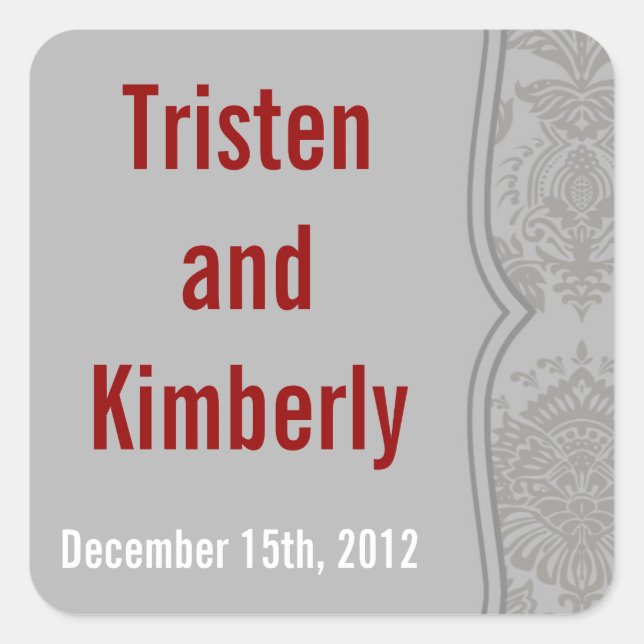 Favour Stickers Modern Grey Damask Lace Print Patt (Front)