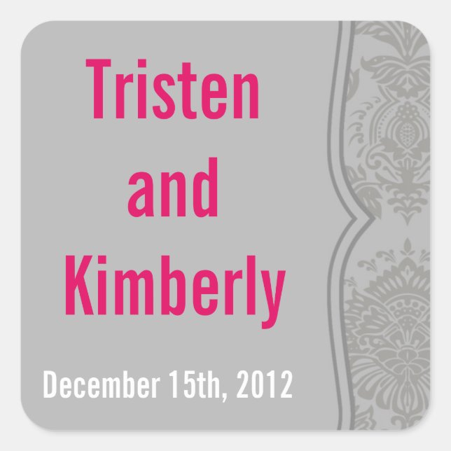 Favour Stickers Modern Grey Damask Lace Print Patt (Front)