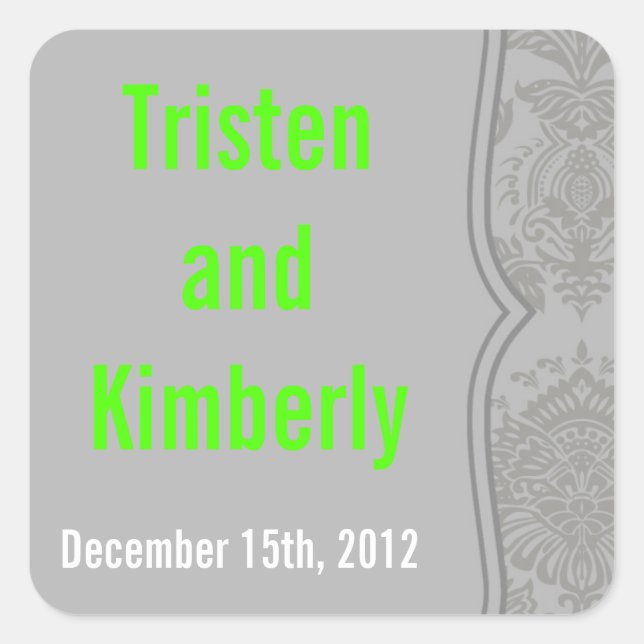 Favour Stickers Modern Grey Damask Lace Print Patt (Front)