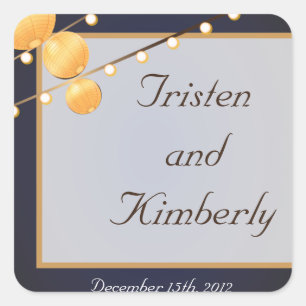 Favour Stickers Paper Lanterns on Blue Chineese