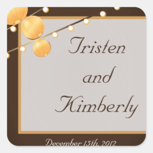 Favour Stickers Paper Lanterns on Brown Chineese