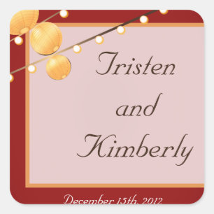 Favour Stickers Paper Lanterns on Red Chineese