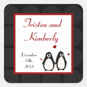 Favour Stickers Penguin Love Couple Mate for Life