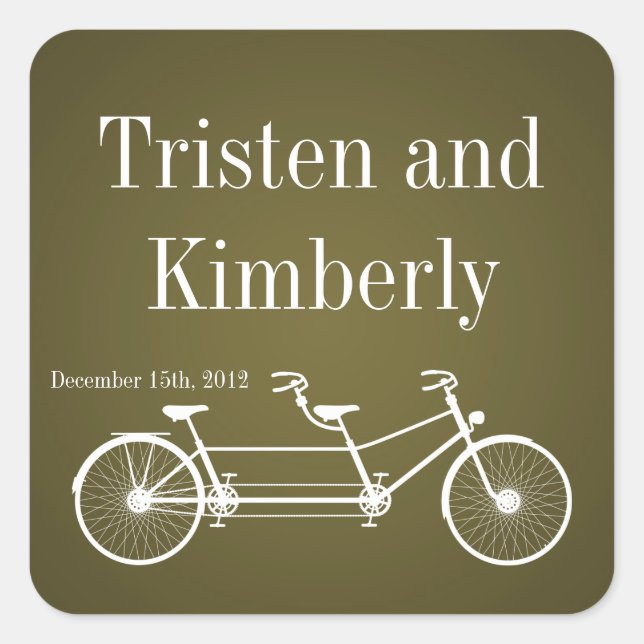 Favour Stickers Whimsical Brown Double Bike Bicycl (Front)