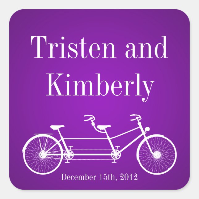 Favour Stickers Whimsical Purple Double Bike Bicyc (Front)