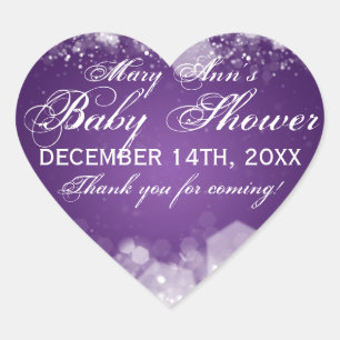 Favour Tag Baby Shower Night Sparkle Purple