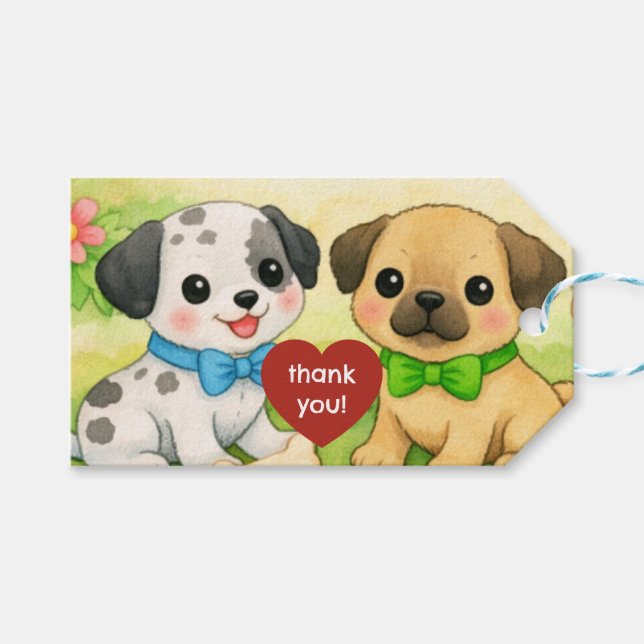 Favour Tag for Celebrations - Puppy Theme (Front (Horizontal))