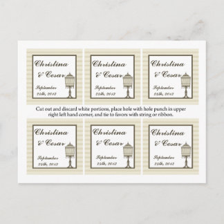Favour Tags Birdcage/Grey Stripes cage flirty girl Postcard