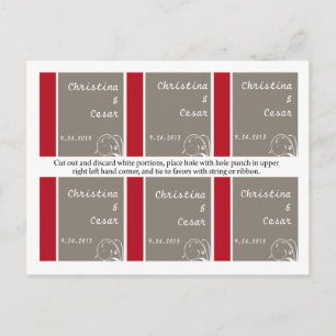 Favour Tags Crimson Red Grey Bg White Swirls Flour Postcard