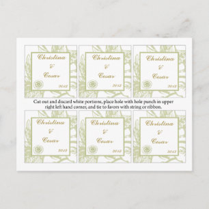 Favour Tags Green Gerbera Daisy Flowers Light Gree Postcard