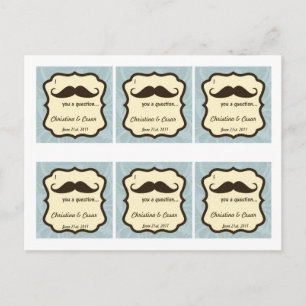 Favour Tags I Moustache You a Question fun blue Postcard