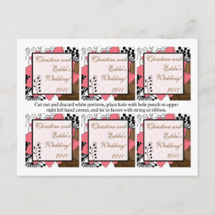 Favour Tags Pink Flower Brown Leaves Postcard