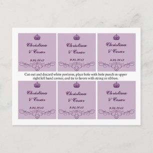 Favour Tags Royal Purple Crown/Swirls lavender dar Postcard