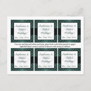 Favour Tags Teal Ornate Damask Green Postcard