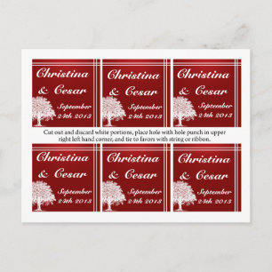 Favour Tags White Tree Red Black Stripes nature Postcard