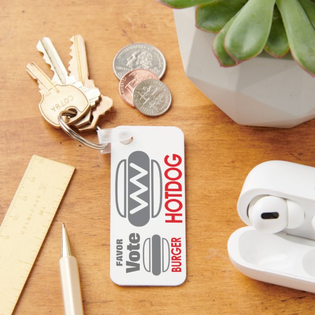Favour Vote supporting Hotdog  Key Ring (Desk)