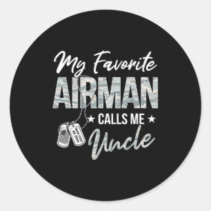 Favourite airman calls uncle air force graduation classic round sticker