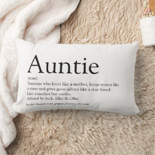 Favourite Aunt, Auntie Definition Black and White Lumbar Cushion