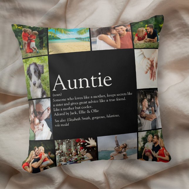 Favourite Aunt Auntie Definition Fun Photo Collage Cushion (Favorite Aunt Auntie Definition Fun Photo Collage Throw Pillow)