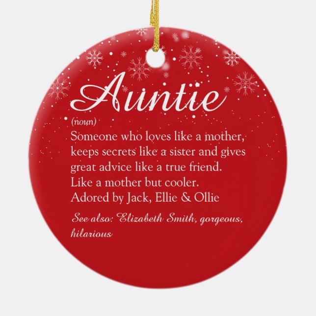 Favourite Aunt Auntie Definition Photo Christmas Ceramic Tree Decoration (Back)