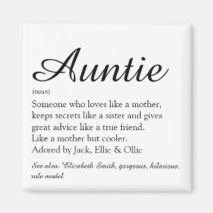 Favourite Aunt, Auntie Definition Script Magnet