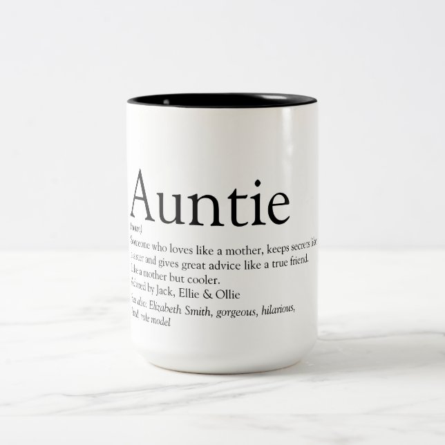 Favourite Aunt Auntie Definition Two-Tone Coffee Mug (Center)