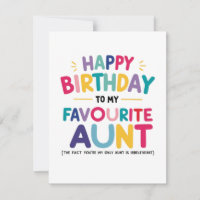"Favourite Aunt Birthday Card"