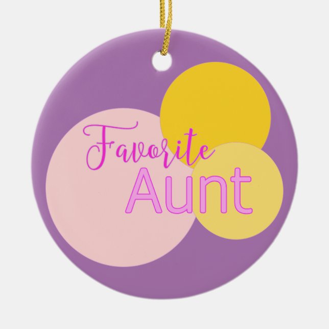 Favourite Aunt Colourful Bubbles  Ceramic Tree Decoration (Front)