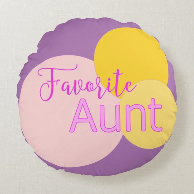 Favourite Aunt Colourful Bubbles   Round Cushion (Front)