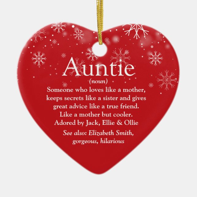 Favourite Auntie Aunt Definition Christmas Holiday Ceramic Tree Decoration (Front)