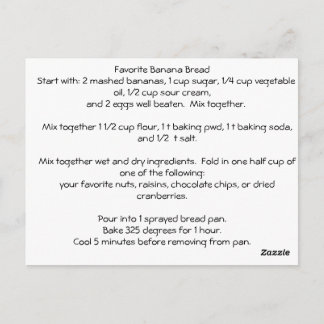 Favourite Banana Bread Recipe Postcard