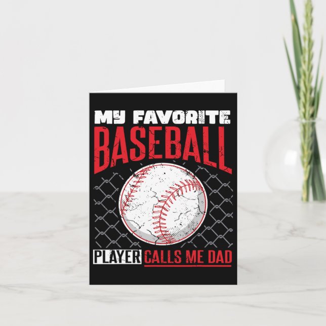 Favourite Baseball Player Calls Me Dad Baseball Da Card (Front)