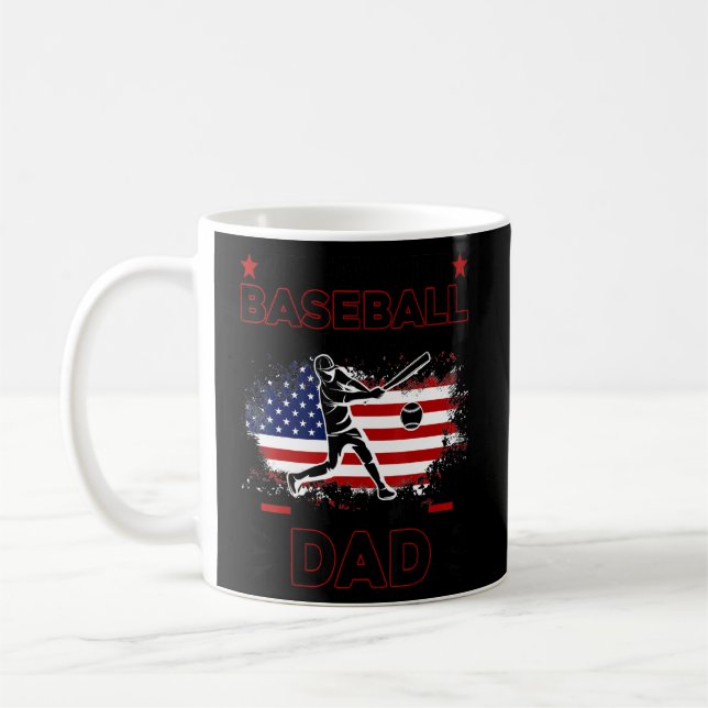Favourite Baseball Player Calls Me Dad USA Flag Fa Coffee Mug (Left)
