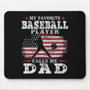 Favourite Baseball Player Calls Me Dad Usa Flag Fa Mouse Mat
