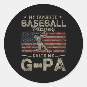 Favourite Baseball Player Calls Me G-pa Father's D Classic Round Sticker