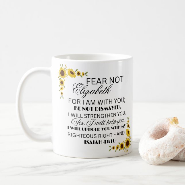  Favourite Bible Verse Isaiah 41:10 Sunflower Coffee Mug (With Donut)