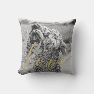 Favourite Black and White Photo Gold Script Cushion