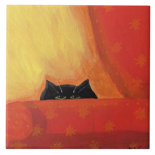 Favourite Chair Abstract Cat Painting Tile (Front)