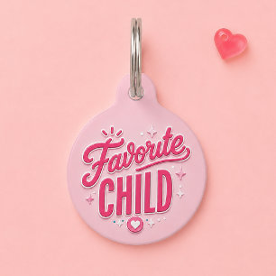 Favourite Child Cute Pink Custom Dog Cat Pet Tag