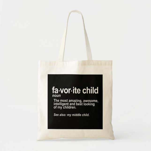 Favourite Child Definition - Funny Mum and Dad Mid Tote Bag (Front)