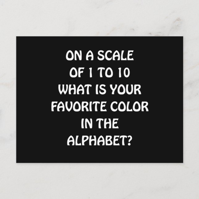 Favourite Colour Alphabet Postcard (Front)