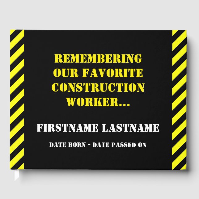 Favourite Construction Worker Funeral Guestbook (Front)
