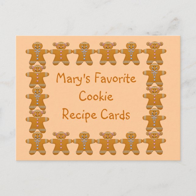 Favourite Cookie Recipe Cards~Gingerbread~Customis Postcard (Front)