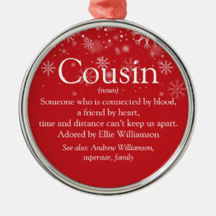 Favourite Cousin Definition Christmas Holiday Metal Tree Decoration