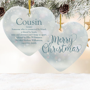 Favourite Cousin Definition Merry Christmas Ceramic Tree Decoration