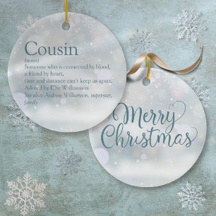 Favourite Cousin Definition Snowflakes Ceramic Tree Decoration